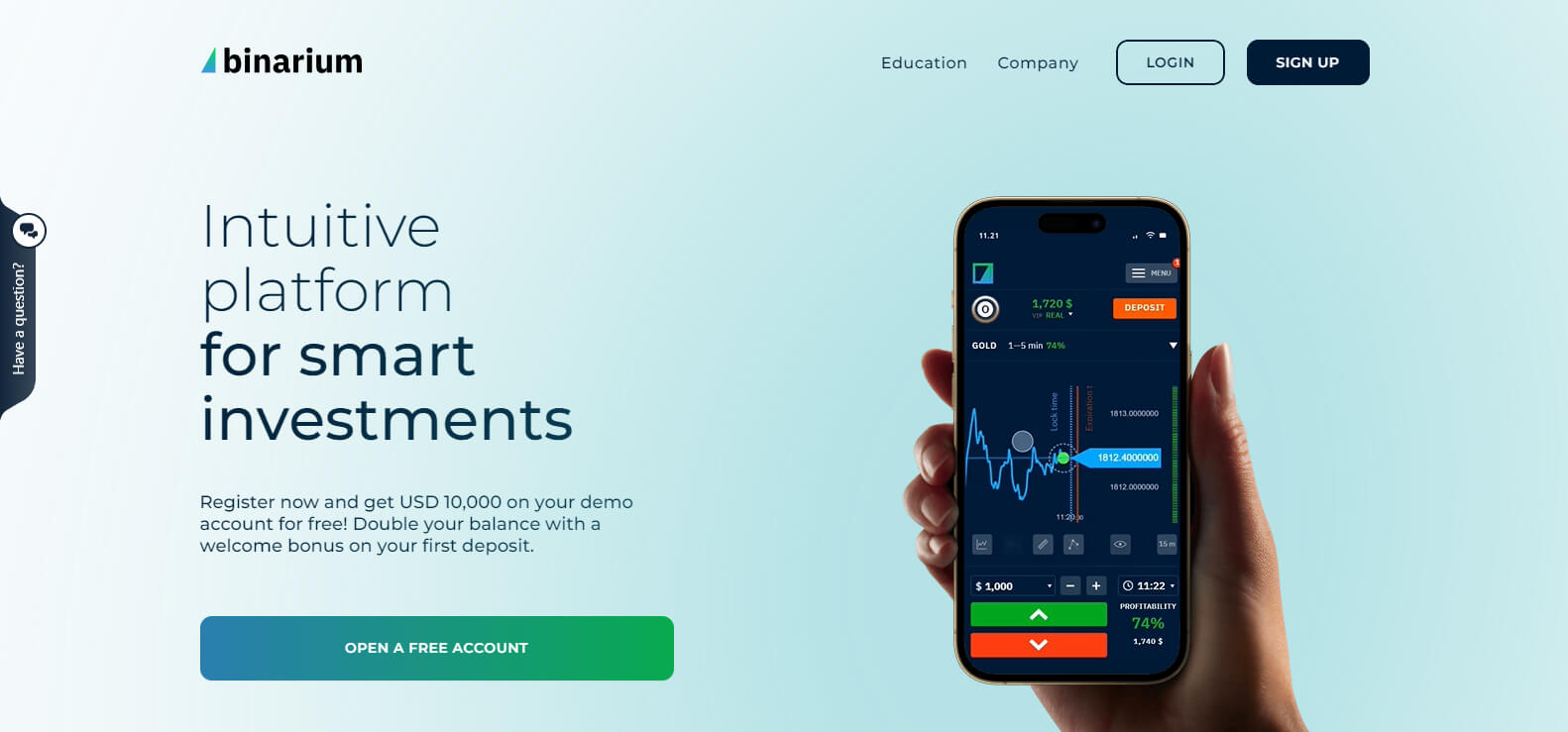 Binarium website screenshot