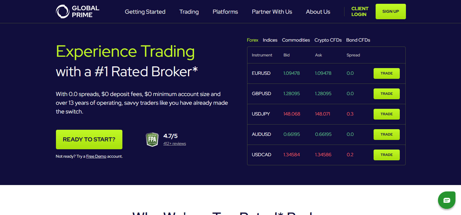 Global Prime website screenshot