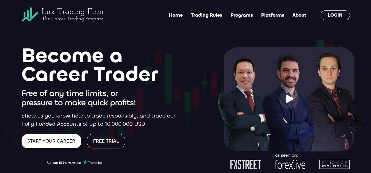LuxTrading Firm website screenshot