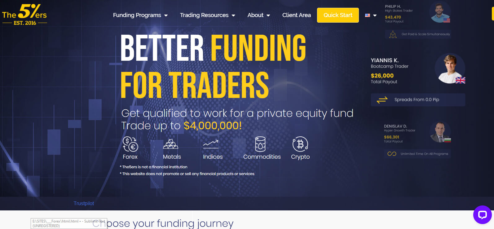 The5ers website screenshot