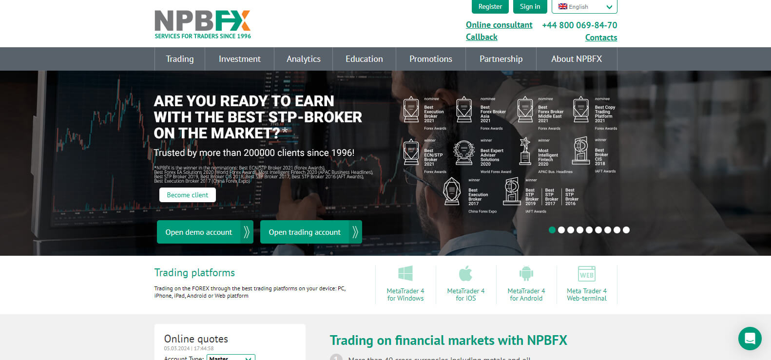 NPBFX website screenshot