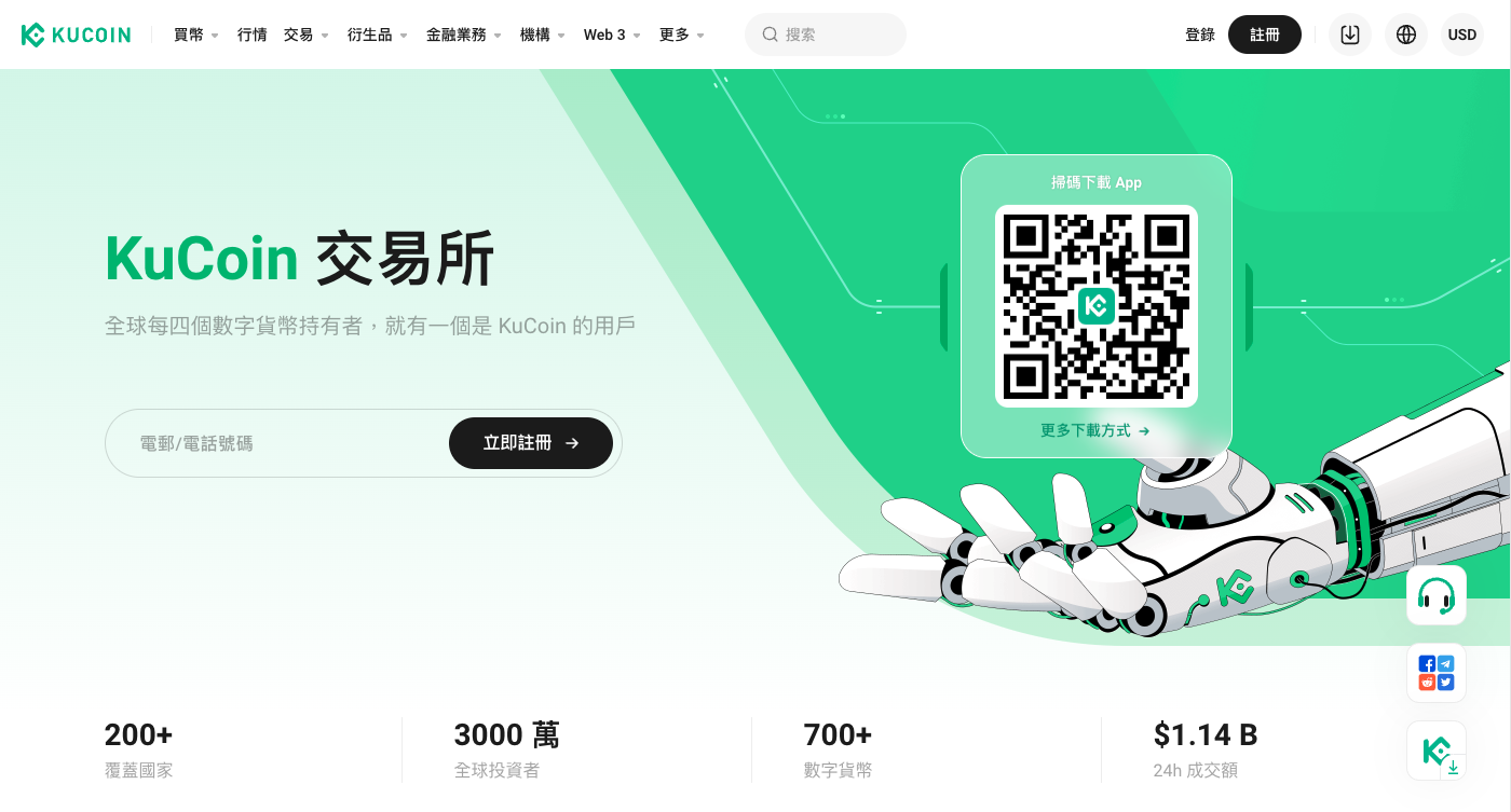 KuCoin website screenshot