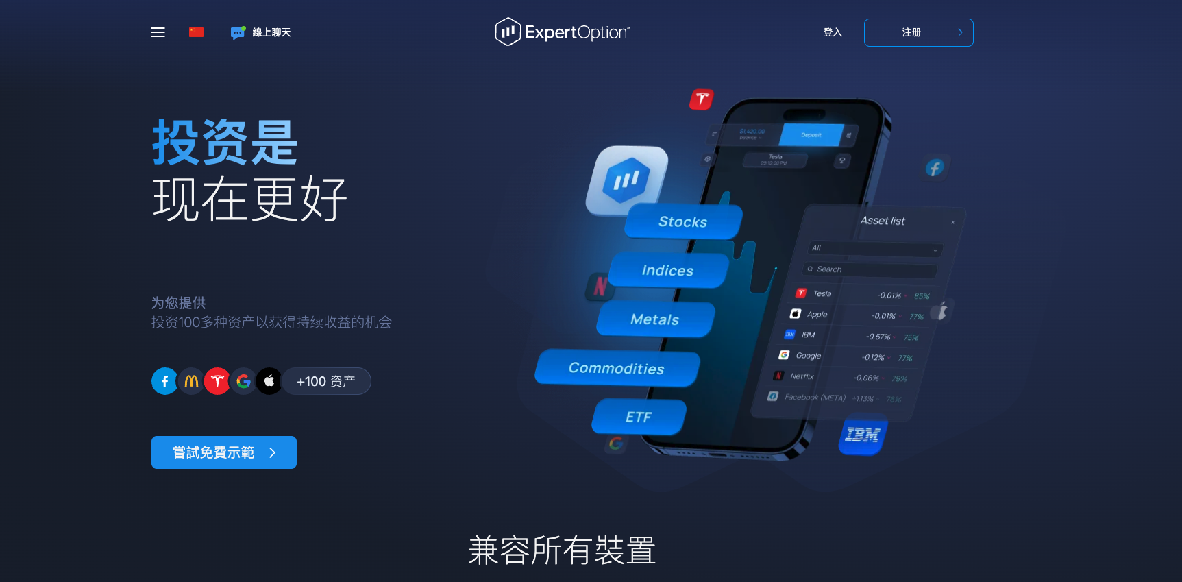 ExpertOption website screenshot