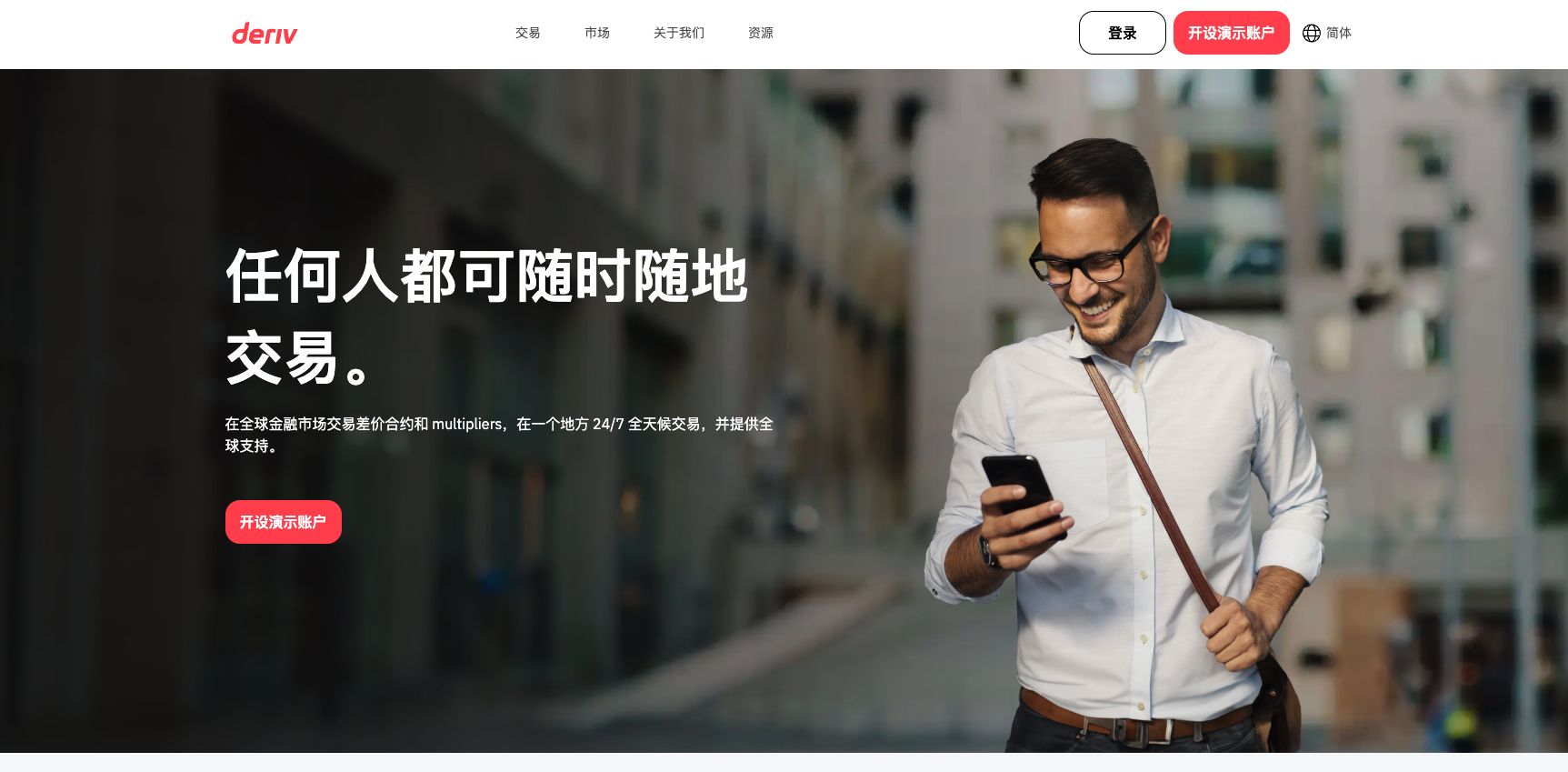 Deriv website screenshot