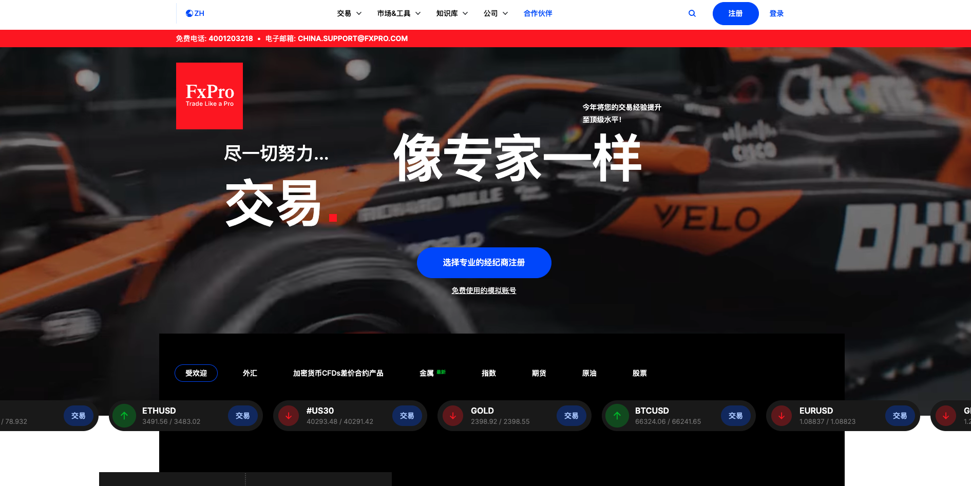 FxPro website screenshot