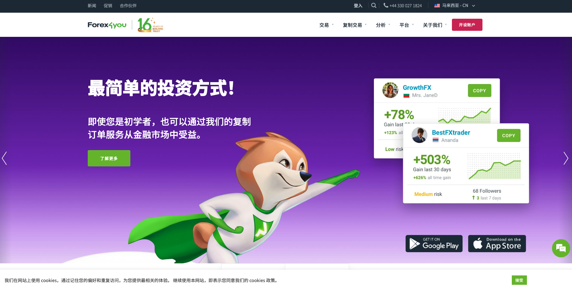 Forex4you website screenshot